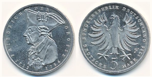 5 mark (200th Anniversary of the Death of Friedrich der Grosse)