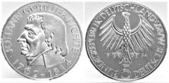 5 mark (150 Aniversario de la Muerte de Johann Gottlieb Fichte)