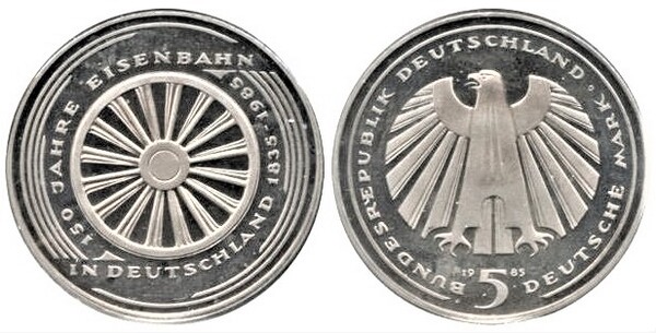 5 mark (150th Anniversary of the German Railways)