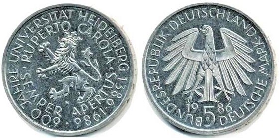 5 mark (600th Anniversary of the University of Heidelberg)