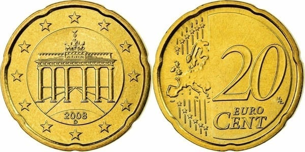 Coin 20 euro cent 2007A 2024 of Germany Federal Rep. Updated