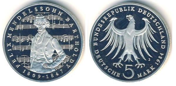 5 mark (175th Anniversary of Felix Menndelssohn Bartholdy)