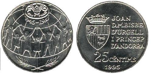 25 cèntims (50th Anniversary of FAO)