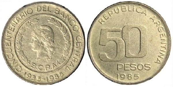 50 pesos (50th Anniversary of the Central Bank)