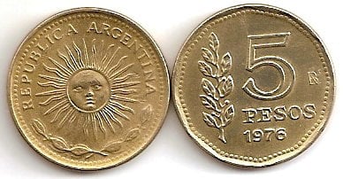 Coin 5 pesos 1976 1977 of Argentina Updated Value Foronum