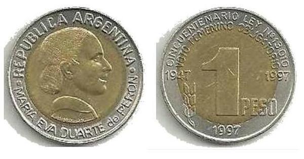 1 peso (50th Anniversary of Compulsory Women's Voting)