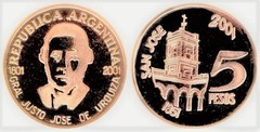 5 pesos (200 Aniversario del Nacimiento del General Justo José Urquiza)