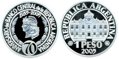 1 peso (70 Aniversario del Banco Central)