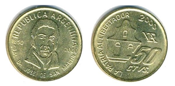 50 centavos (150th Anniversary of the Death of General San Martin)