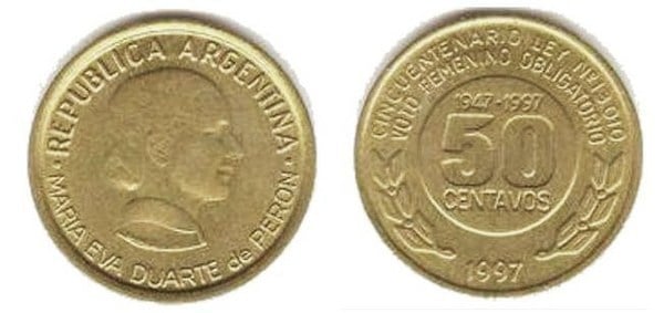 50 centavos (50th Anniversary of Compulsory Women's Voting)