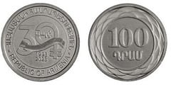 100 dram (30th Anniversary of the Armenian dram)