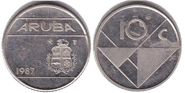 Coin 10 cents 1986 2018 of Aruba Updated Value Foronum