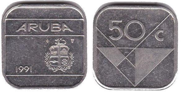 Coin 50 cents 1986 2018 of Aruba Updated Value Foronum