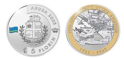 5 florins (100 años de aviación en Aruba)