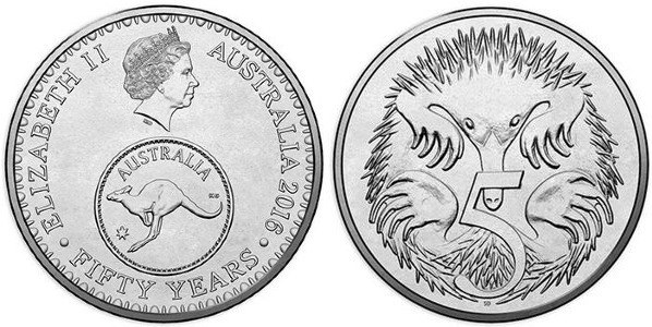 5 cents (50th Anniversary of the Decimal Currency)