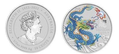 50 cents (Year of the Dragon-Blue)