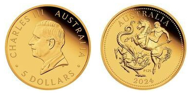 5 dollars 1/4 sovereign (125th anniversary of the Perth Mint)