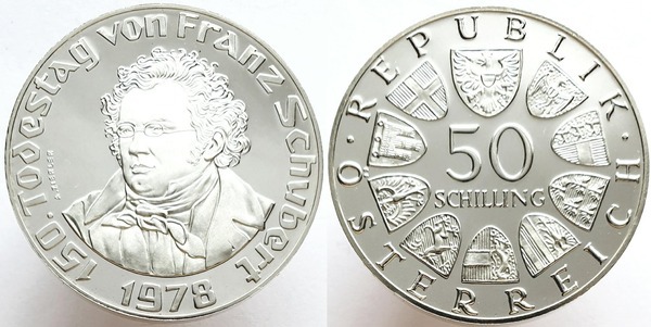 50 schilling (150th Anniversary of the Death of Franz Schubert)