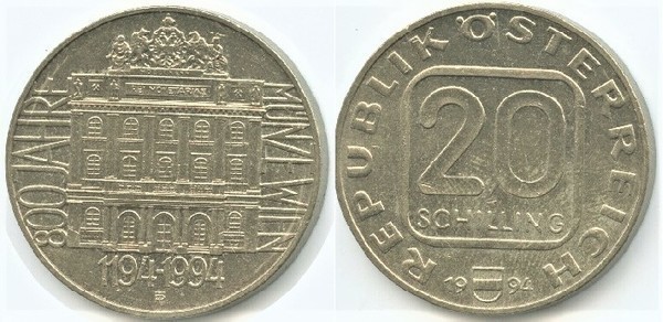 20 schilling (800th Anniversary of the Vienna Mint)