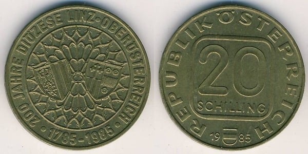 20 schilling (200th Anniversary of the Diocese of Linz)