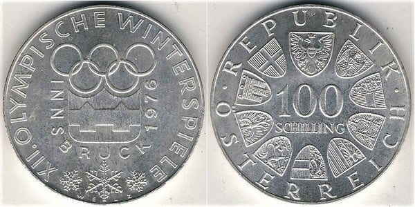 100 schilling (XII Winter Olympic Games-Innsbruck)