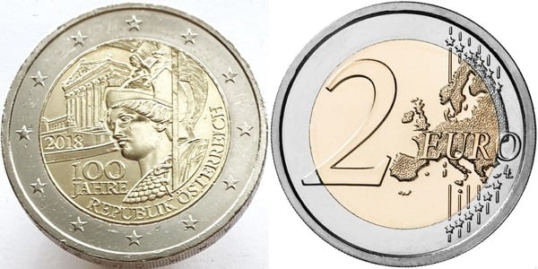 2 euro (100th Anniversary of the Republic of Austria)