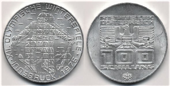 100 schilling (XII Winter Olympic Games-Innsbruck)