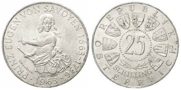 25 shilling (300th Anniversary of the Birth of Prince Eugen)