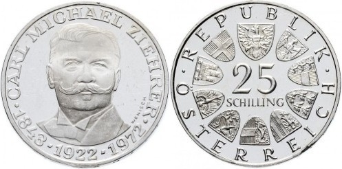 25 schilling (50th Anniversary of Carl Michael Ziehrer's Death)