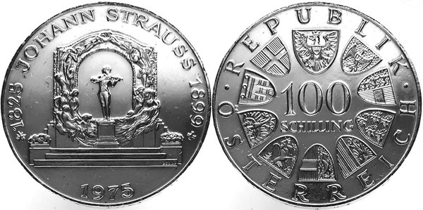 100 schilling (200th Anniversary of the Birth of Johann Strauss II)