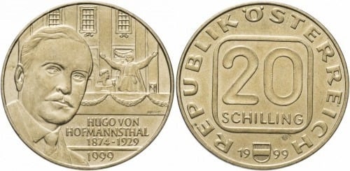 20 schilling (70th Anniversary of Hugo Von Hofmannsthal's Death)