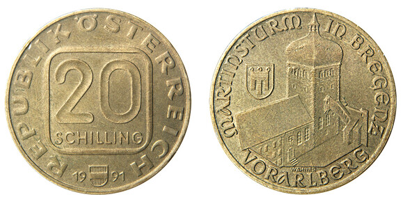 20 schilling (Vorarlberg - Martinsturm em Bregenz)