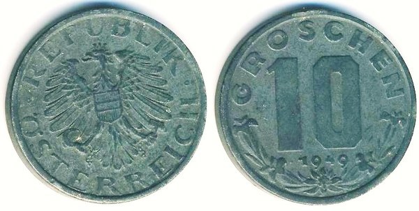 Coin 10 groschen 1947 1949 of Austria Updated Value Foronum