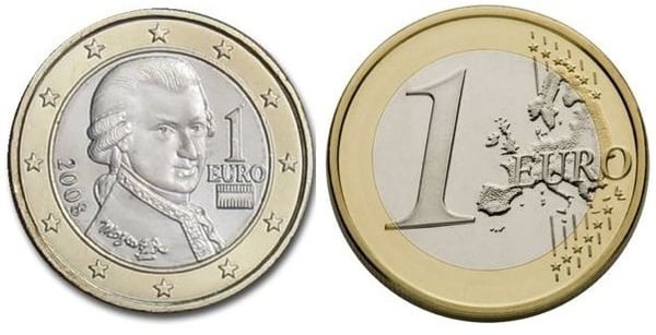 1 Euro 2008 - Monedas - Euros - Francia - Euro France - Canto Lado liso