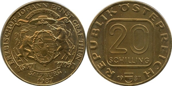 20 schilling (300th Anniversary of Archbishop J. Graf Thun)