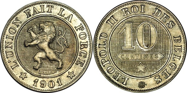 10 centimes (Leopold II - des belges)