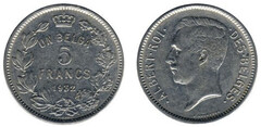 5 francs (Alberto I des belges)