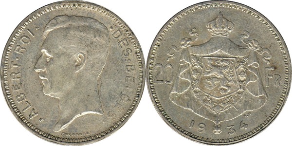 20 francs (Albert I des belges)