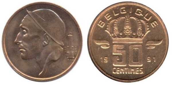 Coin 50 centimes Balduino I Belgique 1959 2001 of Belgium