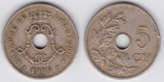 5 centimes (Leopoldo II - Belgique)