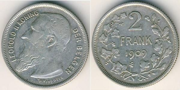 2 francs (Leopold II - der belgen)