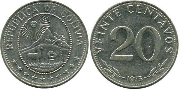 Coin 20 centavos 1965 1973 of Bolivia Updated Value Foronum