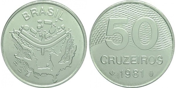 50 cruzeiros (Map of Brasilia)