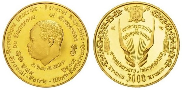 3.000 francs (10th Anniversary of Independence)