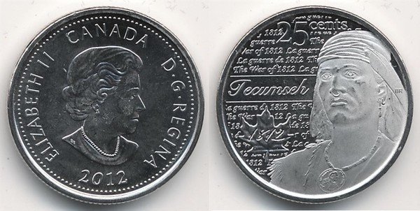 25 cents - War of 1812 - Tecumseh, Chief Shawnee