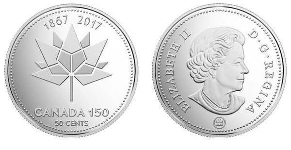 50 cents (150 years of the Canada logo)