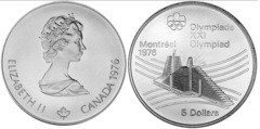 5 dollars (XXI JJ.OO. Montreal 1976 - Villa Olímpica)