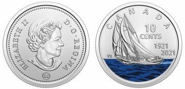 10 cents (100th Anniversary of the Sailing Ship Bluenose - Colored)