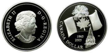 1 dollar (40th anniversary of the Canadian flag)