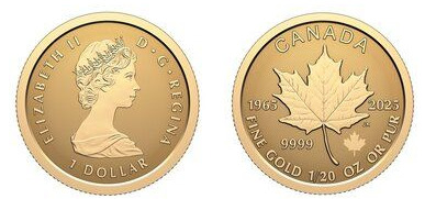 1 dollar (60th anniversary of the National Flag of Canada)